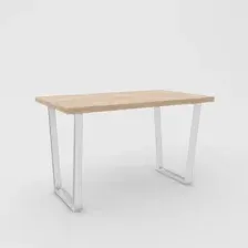 Кухонный стол Hype Mebel Трапеция раздвижной 110x70 (белый/дуб галифакс натуральный)