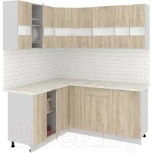 Готовая кухня Кортекс-мебель Корнелия Экстра 1.5x1.8м (дуб сонома/королевский опал)