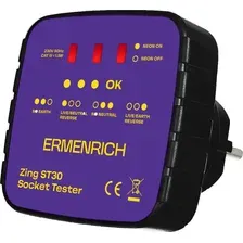 Тестер розетки Ermenrich Zing ST30 / 83818 (фиолетовый)