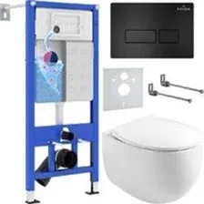 Унитаз подвесной Roxen Egg в комплекте с инсталляцией StounFix Dual Fresh 6 в 1 964195 (кнопка: черн