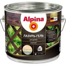 Защитно-декоративный состав Alpina Лазурь-гель для дерева (2л, шелковисто-матовый бесцветный)