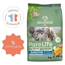 Корм Flatazor Pure Life Sterilized Cat (Сардины) для кошек 8 кг