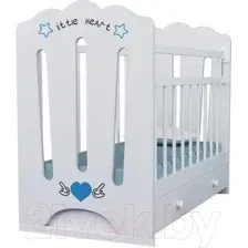 Детская кроватка VDK Little Heart маятник-ящик (белый)