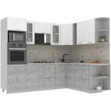Готовая кухня Интерлиния Мила 1.88x2.6 правая (белый платинум/бетон/бискайская сосна)