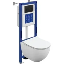 Унитаз подвесной Cersanit Brasko Smart DPL EO Slim + Aqua 40 Smart M 69333 (с кнопкой Twins черный матовый)