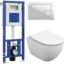 Унитаз подвесной Cersanit Brasko Slim 64824 + Aqua M 40 68177 с кнопкой Corner 64077 (кнопка белый)