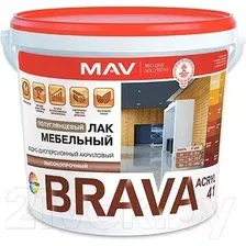 Лак Brava ВД-АК-2041 мебельный 5 л (бесцветный полуглянцевый)