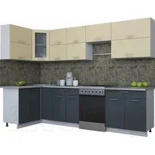 Готовая кухня Интерлиния Мила Gloss 60-12x30 (ваниль/асфальт глянец)