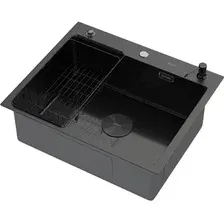 Кухонная мойка ARFEKA ECO AR мойка 600*500 POP-UP, коландер F, дозатор BLACK DECOR MILLET GRAINS