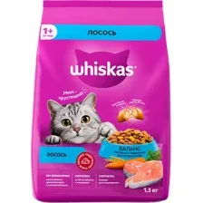Сухой корм для кошек Whiskas подушечки с паштетом Лосось (1.3кг)