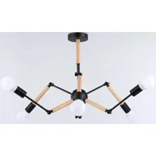 Подвесная люстра Ambrella light Traditional TR80488/6 BK/LW (черный/светлое дерево)