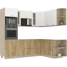 Готовая кухня Интерлиния Мила 1.68x2.4 правая без столешницы (белый платинум/дуб золотой)