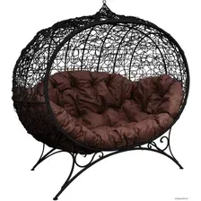 Садовый диван M-Group Улей на ножках 11220405 (черный ротанг/коричневая подушка)