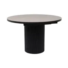 Стол ASKAR ROUND SLIDE-116, раздвижной круглый 116(156), BAYONA IVORY PREMIUM CER/Черный
