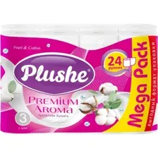 Бумага туалетная Plushe Premium Aroma Pearl & Cotton 3сл 24рул