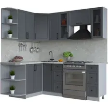 Готовая кухня Интерлиния Тренд 1.5x2.1 левая (пепел/пепел/опал светлый)