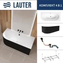 Ванна акриловая Lauter Bliss 170 P / 21201072P (с каркасом, лицевым экраном черного цвета и сифоном 21Y11021 матовый черный)