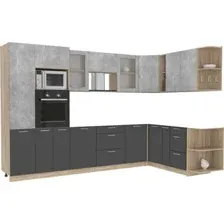 Готовая кухня Интерлиния Мила 1.88x3.2 правая без столешницы (бетон/антрацит)