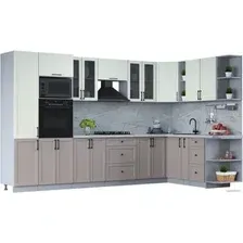 Готовая кухня Интерлиния Тренд 1.88x3.4 ВТ правая (луна/белый/серый каспий)