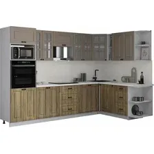 Готовая кухня Интерлиния Мила Деко 1.88x3.0 PR (дуб вотан/луна/опал светлый)