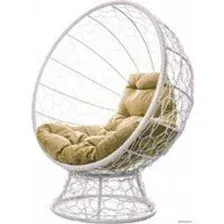 Кресло M-Group Кокос на подставке 11590101 (белый ротанг/бежевая подушка)