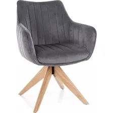 Стул с подлокотниками Signal Azalia D Velvet Bluvel 14 (серый/дуб)