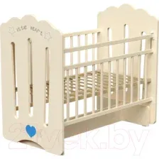 Детская кроватка VDK Little Heart колесо-качалка с маятником (слоновая кость)