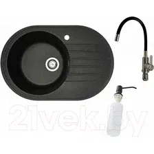 Кухонная мойка БелЭворс Rondo L + смеситель W74004-2 + дозатор L405F (черный)