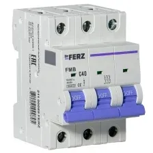 Автоматический выключатель DrFERZ FMB-C 6kA 3P 40A тип С (00089)
