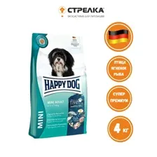Сухой корм Happy Dog Mini Adult Fit & Vital для собак с птицей, ягненком и рыбой, 4 кг