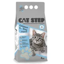 Cat Step Наполнитель серый комкующийся минеральный CAT STEP Compact Grey Original, 4 кг