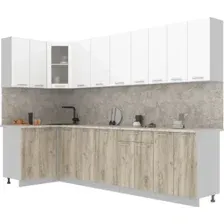 Готовая кухня Интерлиния Мила 12x30 (белый платинум/дуб серый/малага)