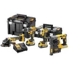 Набор электроинструмента DeWalt DCK422P3T (шуруповерт, винтоверт, болгарка, перфоратор, 3 АКБ, кейс)
