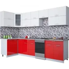 Готовая кухня Интерлиния Мила Gloss 50-12x30 (белый/красный глянец)