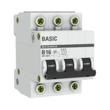 Автоматический выключатель EKF Basic ВА 47-29 3P 16А B 4,5кА (mcb4729-3-16-B)