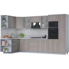 Готовая кухня Интерлиния Мила Шато 1.68x3.4 ВТ левая (луна/луна/бискайская сосна)