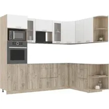 Готовая кухня Интерлиния Мила 1.68x2.6 правая без столешницы (белый платинум/дуб серый)