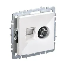 Розетка компьютерная RJ-45 и телевизионная IEK Brite белый (BR-AK20-1-K01)
