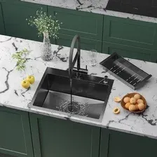 Кухонная мойка Roxen Simple 560220-60B PVD графит (с коландером и дозатором)