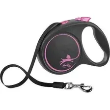 Поводок-рулетка Flexi Black Design М ремень 5 м (розовый)