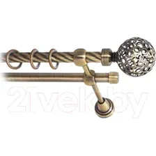 Карниз для штор Lm Decor Ажур 095 2р витой (антик, 3.2м)
