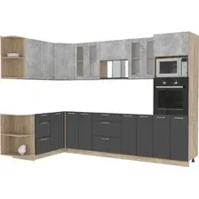 Готовая кухня Интерлиния Мила 1.68x3.0 левая без столешницы (бетон/антрацит)
