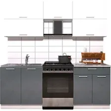 Готовая кухня Интерлиния Мила Gloss 60-21 (белый/асфальт глянец)