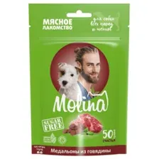 Лакомство Molina для собак всех пород и щенков, Медальоны из говядины, 50 г
