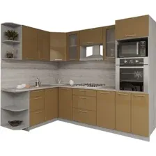 Готовая кухня Интерлиния Мила Gloss 1.68x2.6 левая (капучино-капучино)