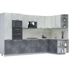 Готовая кухня Интерлиния Мила Лайт 1.68x3.2 правая (бетон лайт/бетон портленд/опал светлый)