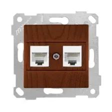 Розетка компьютерная RJ-45 двойная MUTLUSAN Rita орех (2200 138 0157)