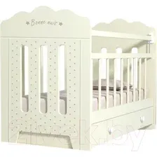 Детская кроватка VDK Bonne маятник и ящик (слоновая кость)