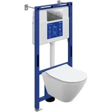 Унитаз подвесной Cersanit City Smart DPL EO Slim  Aqua 50 Prime P 69326 (с кнопкой Accento Square хром глянцевый)