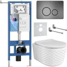 Унитаз подвесной Roxen Vine Tornado в комплекте с инсталляцией StounFix Dual Fresh 6 в 1 979020 (кно